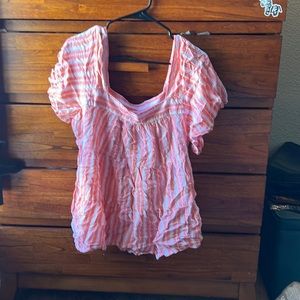 XL summer top pink and white